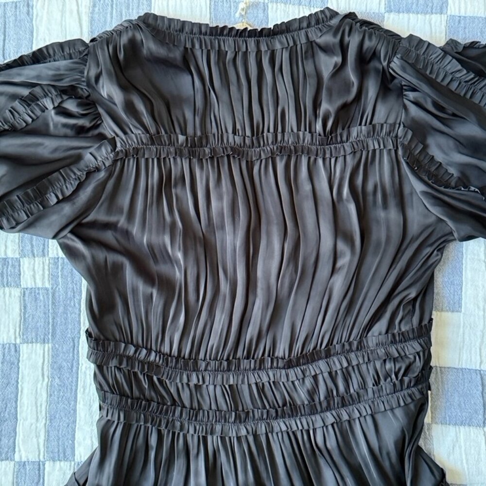 Ulla Johnson, Olivia Midi Dress in Black Satin, Size 0 - Picture 14 of 16